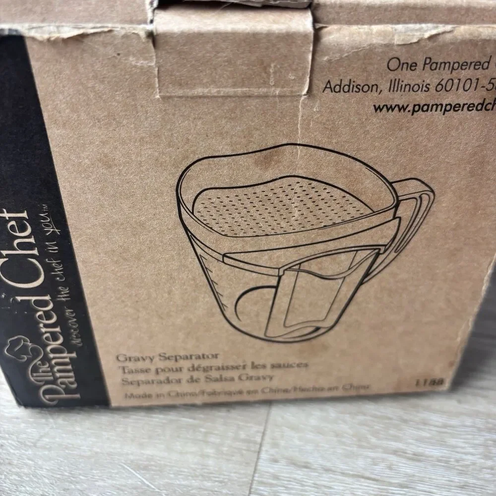 Pampered Chef Fat Gravy Separator Strainer 4 Cup 1L Measuring Pitcher 1188 Box